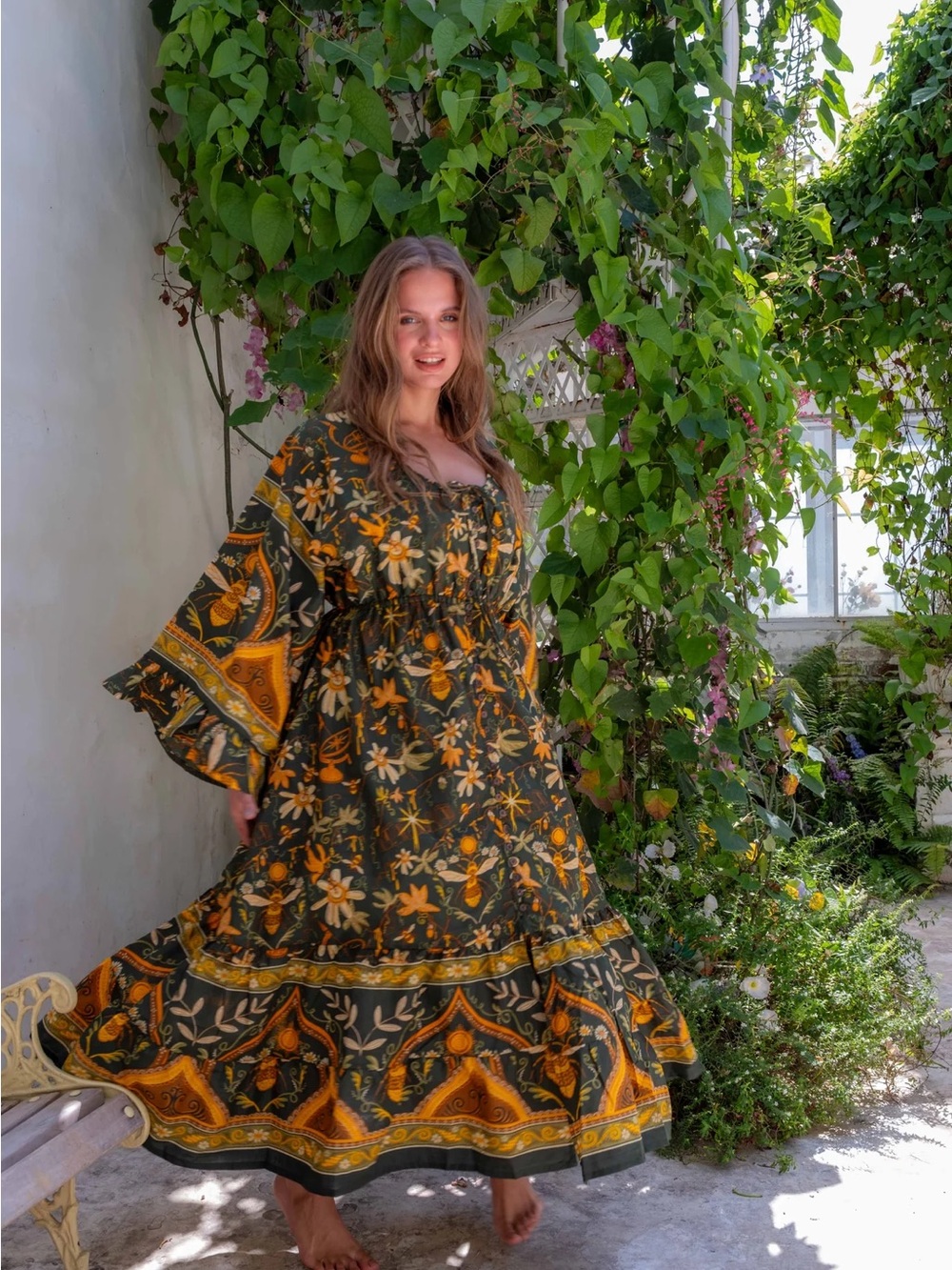 NWT Ancient Earth Bloom Sabrina Midi Dress 100% Cotton